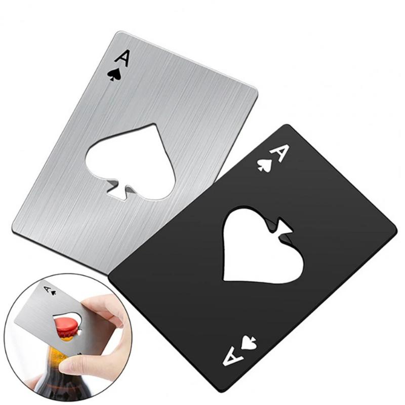 2/6 ks Kreativní pokerový otvírák na konzervy z nerezové oceli Velikost kreditní karty Bar Restaurace Pivo Kovový otvírák Dárek