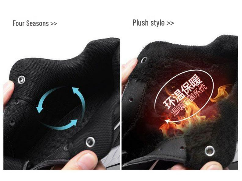 Trendiga vattentäta lädersneakers för män med sammetsfoder - Lätta, varma, mångsidiga för vinterlöpning och fritidsbruk.