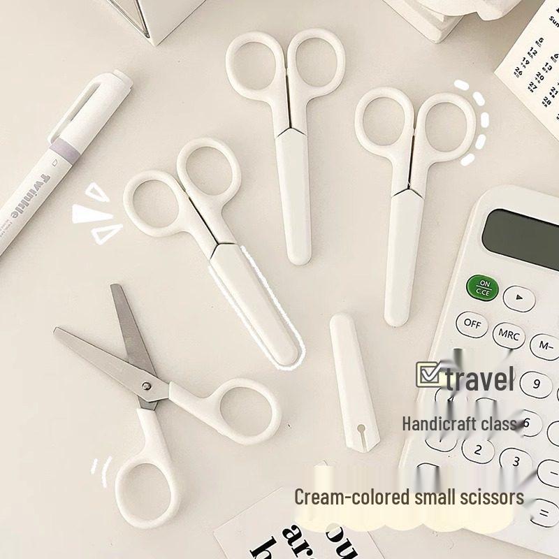 Muji-Inspired Cream Children s Safety Scissors - Safe, Hand-Friendly Design for Kindergarten Crafts
