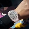Tonneau Fashion Quartz Watch Men Transparent Shape Casual Luxury Waterproof Rubber Strap Male Watches Men AAA Clock Relogio