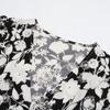 Women's Spring Autumn V Neck Long Sleeve Lace Up Printed High Waist A Line Dress