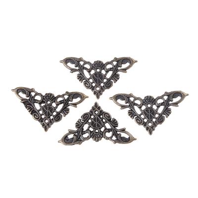 4Pcs Bronze Jewelry Box Book Butterfly Corner Bracket Antique Decorative