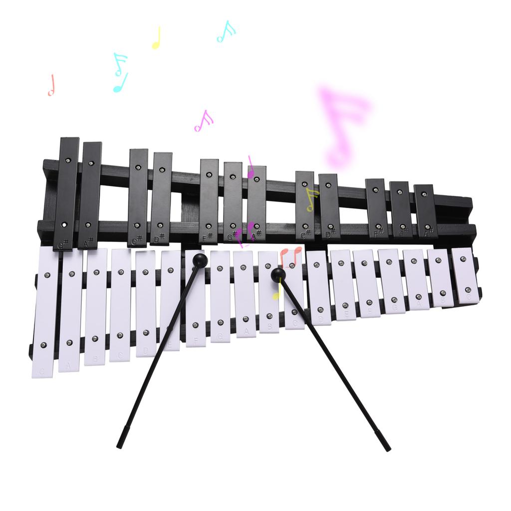 30 Note Glockenspiel Foldable Xylophone Wooden Frame 5mm Thickness Aluminum Bars Percussion Musical Instrument with