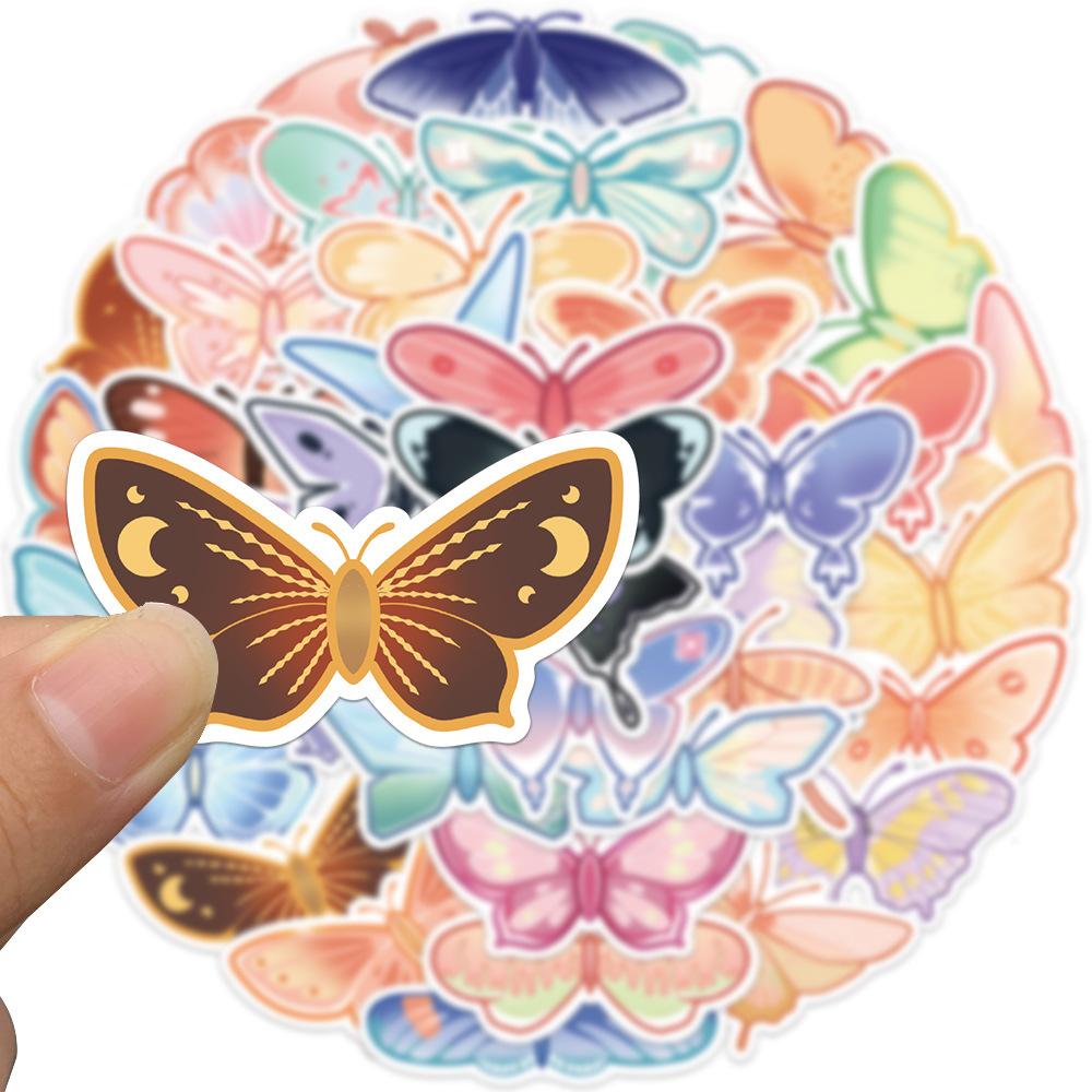 40 Cartoon Colorful Butterfly Graffiti Stickers Trolley Box Water Cup Diary Waterproof DIY Stickers