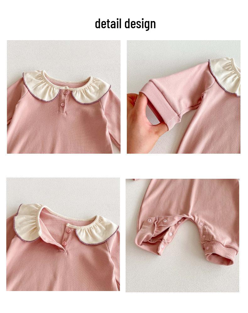 Cute Peter Pan Collar Autumn Baby Romper - Long Sleeve, Korean Style for Girls