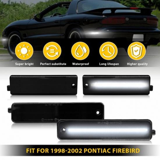 4x Smoked Front Rear Side Marker LED Lights White For 1998-2002 Pontiac Firebird