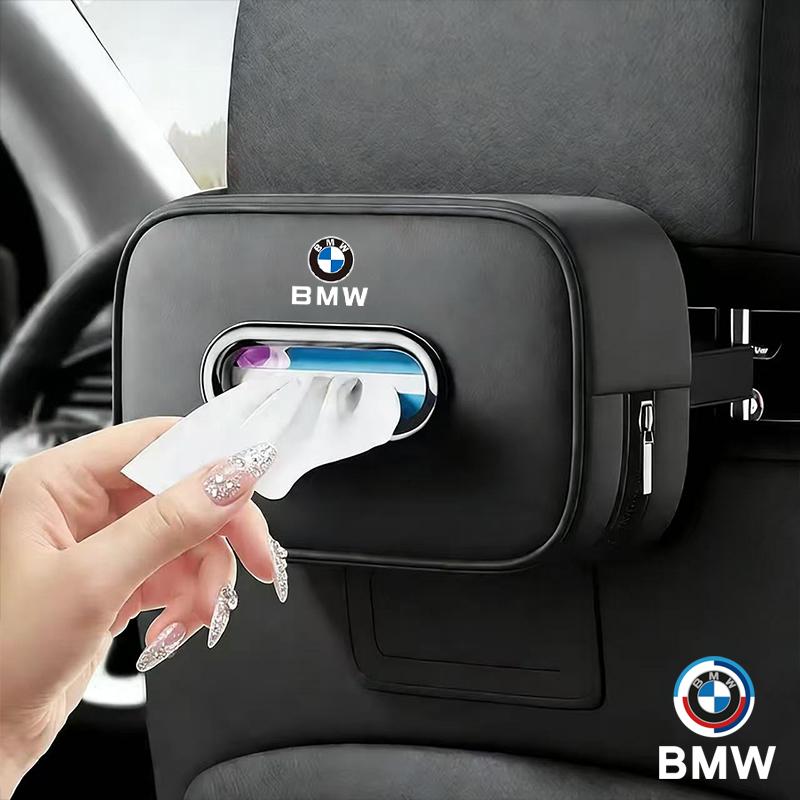 Car Tissue Box Holder Leather Car Armrest Napkin Case Sun Visor Backseat Bag For BMW F30 F10 X1 X2 X3 X4 E28 E90 F20 GT i4 M3 M5 NH8