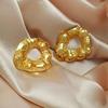 Retro Geometric 304 Stainless Steel Ear Studs with Concave-Convex Design