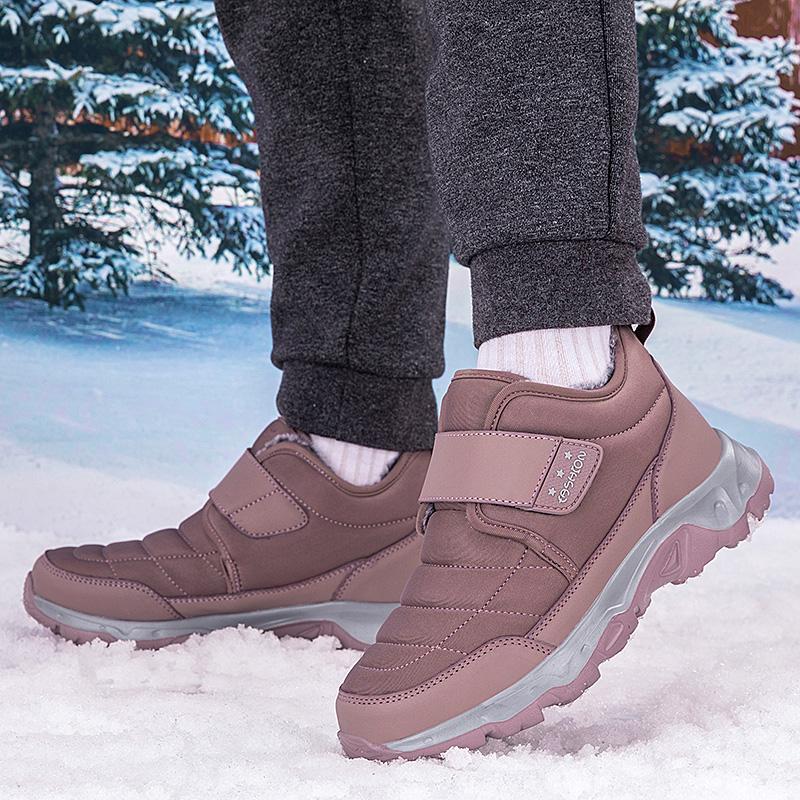 Winter Women's Plush Walking Shoes Men Cotton Shoes Anti-slip Snow Boots Warm Ankle Boots Outdoor Trekking Sneakers