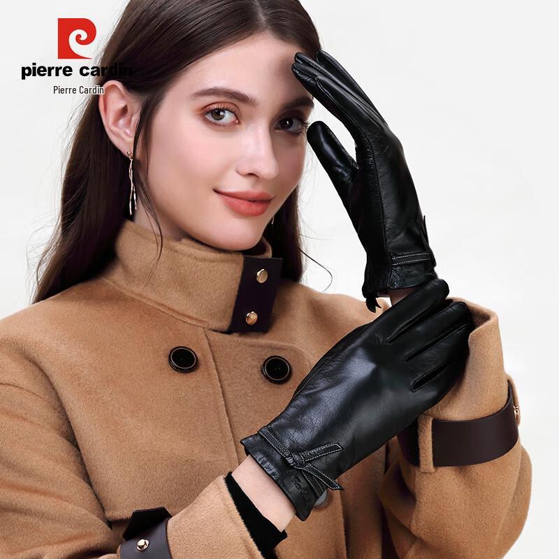 Pierre Cardin Women's Goatskin Touchscreen Motorcycle Riding Gloves