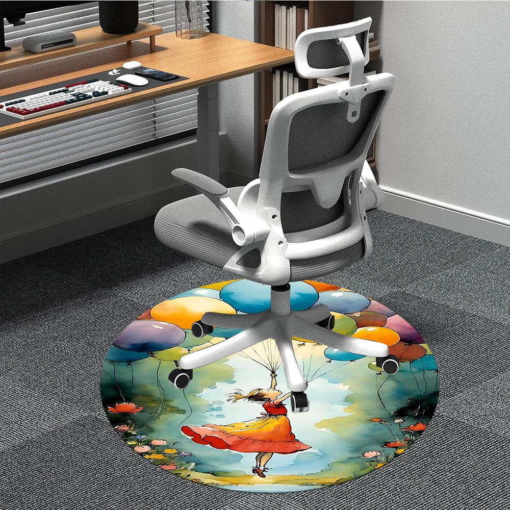

1pcBalloons Flight Office Round Area Rug, Indoor Mat Suitable ForOffice, Under Office Chairs Bedroom Living Room Home Decor, Room Deco 070 80cm by 80cm