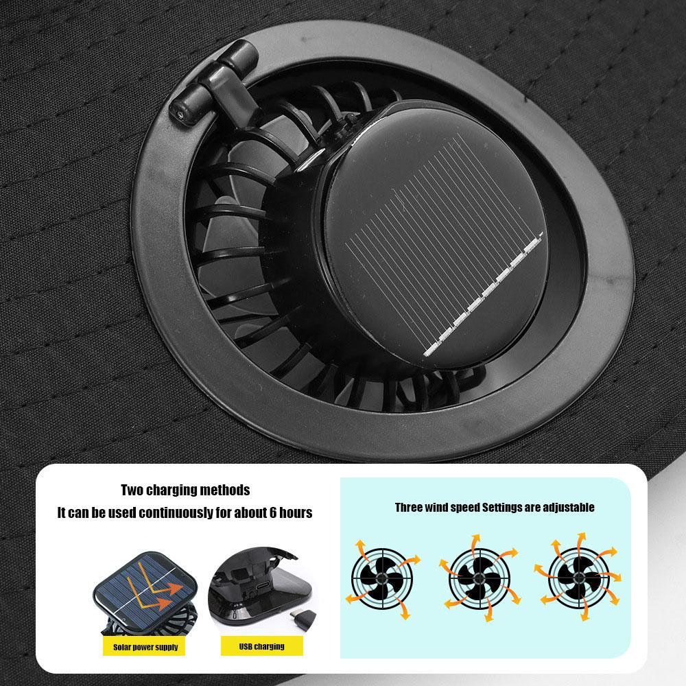 Summer for Outdoor Camping Fishing Hiking Cap Sunscreen Fisherman Hat SolarFan Cap Portable Solar Charging Cap with Fan Suitable