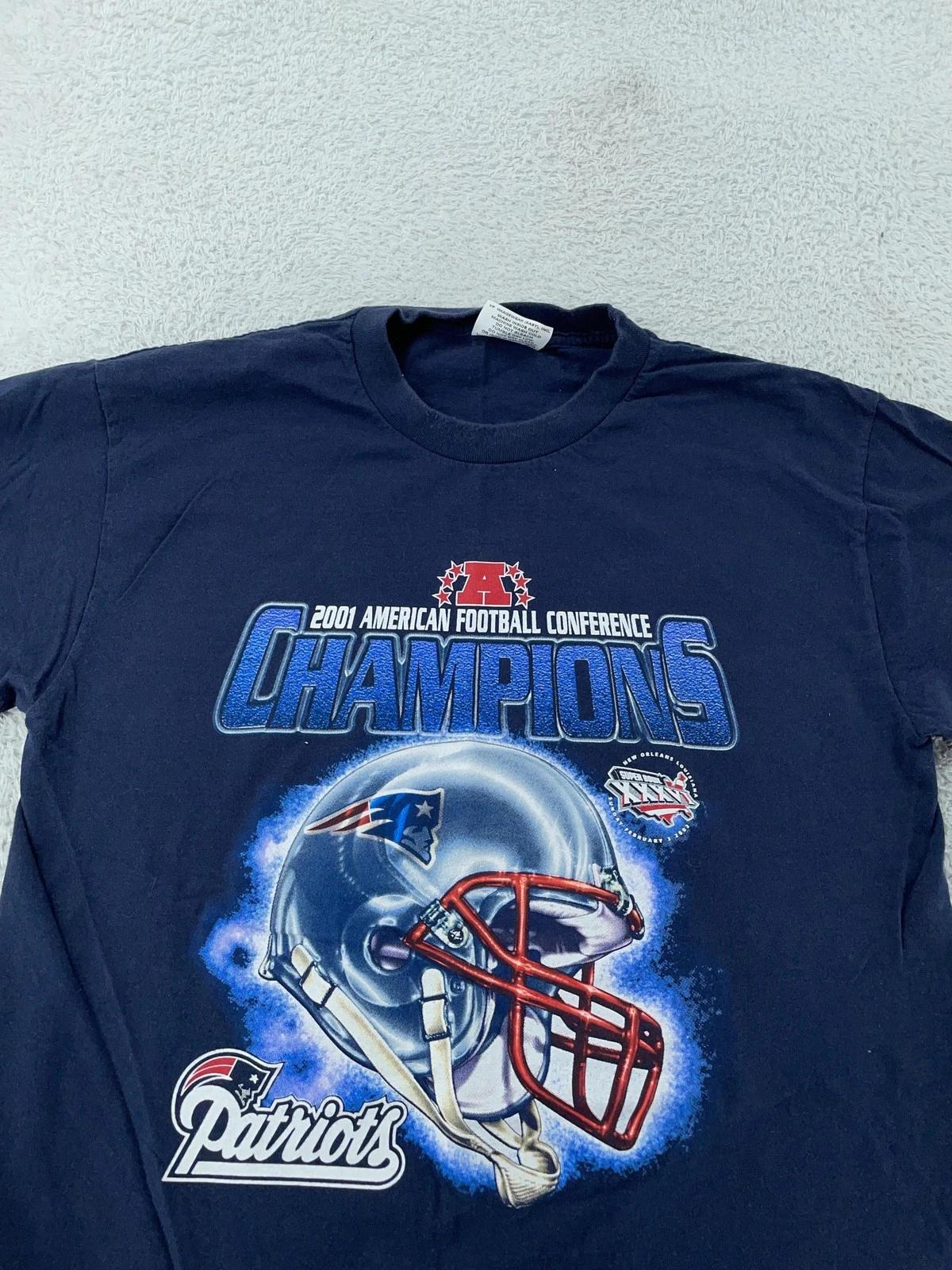 Vintage 2001 New England Patriots T-Shirt Mens Large NFL Football AFC Champions S