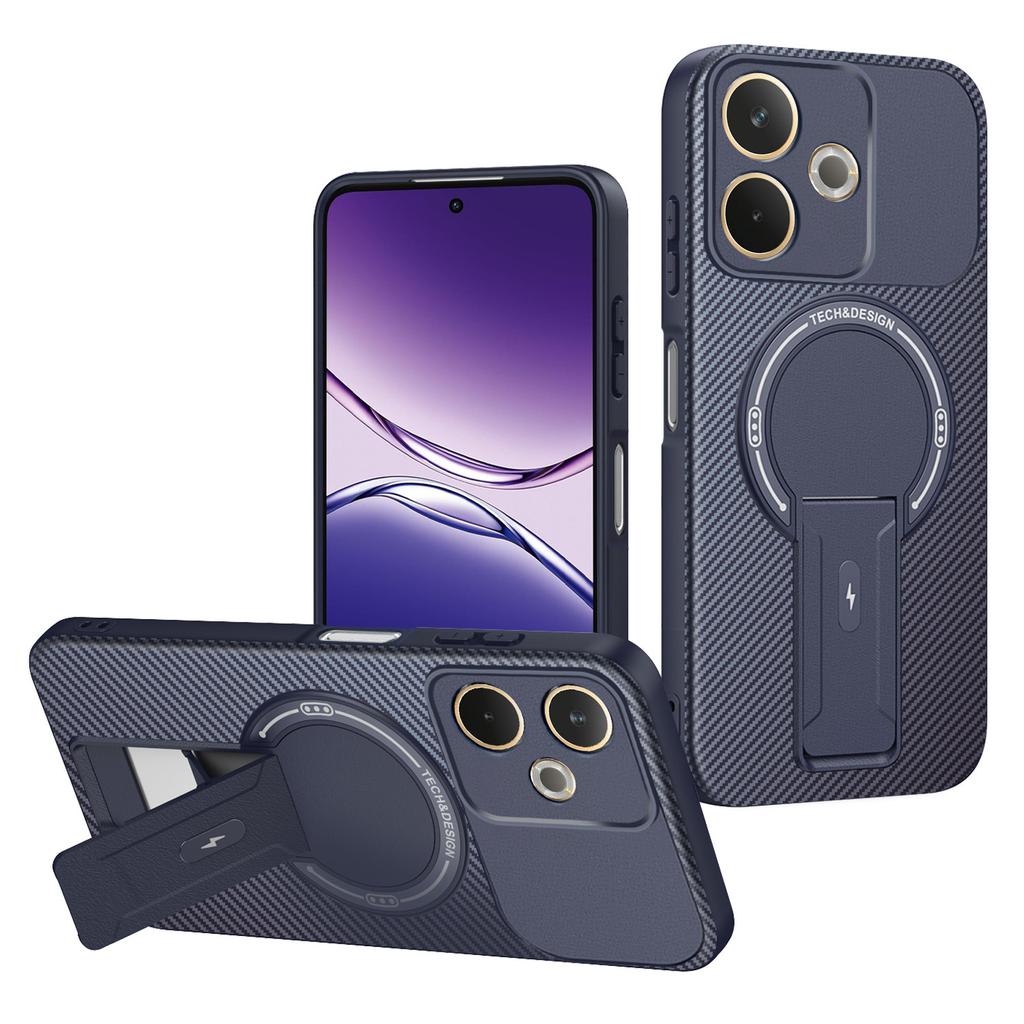 Phone Case For Oppo A5 Pro 4G (Global)/A5 Pro 5G (Global)/A5 Energy 5G (China) Carbon Fiber Texture PC+TPU Cover with Kickstand