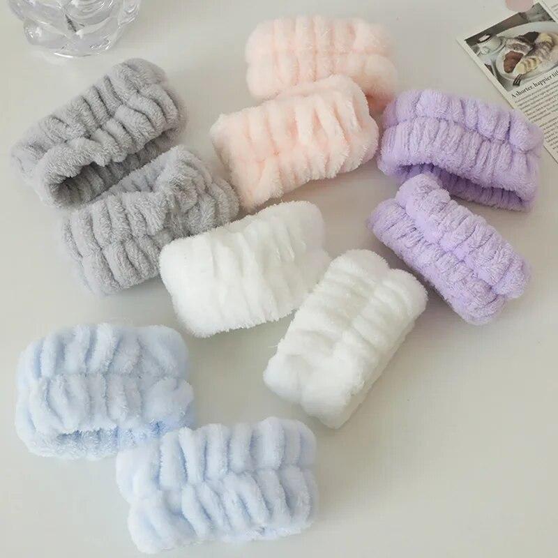 Artefact de lavage du visage, 2 pièces, manchette de poignet réutilisable, bandes de lavage de poignet de Spa, lavage de cheveux de lapin, accessoires de salle de bain unisexe