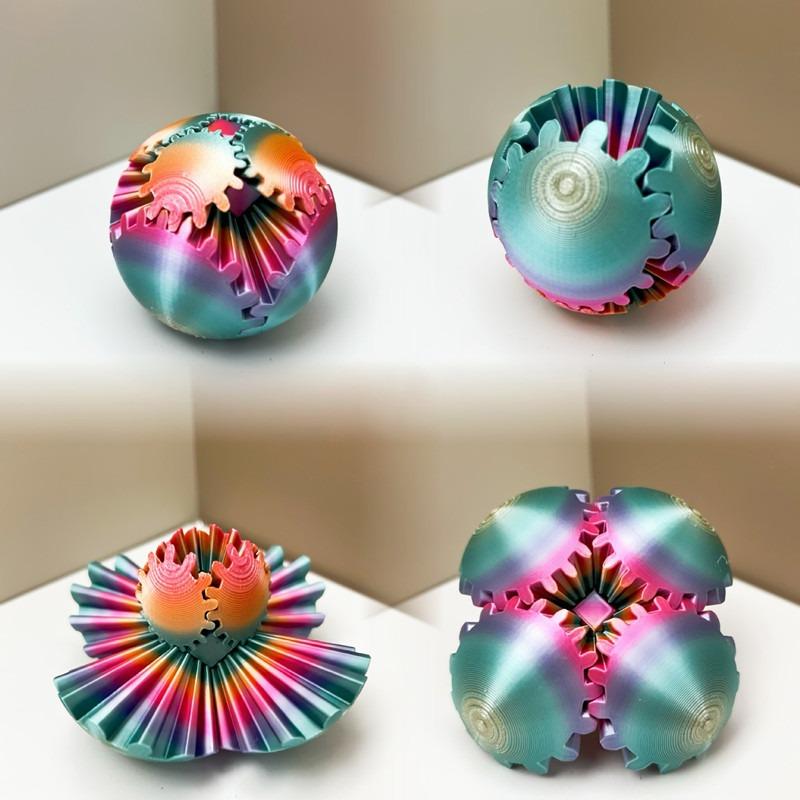 D Printed Colorful Creative Gear Ball Fidget Toy For Kids Rotating Stress Relief