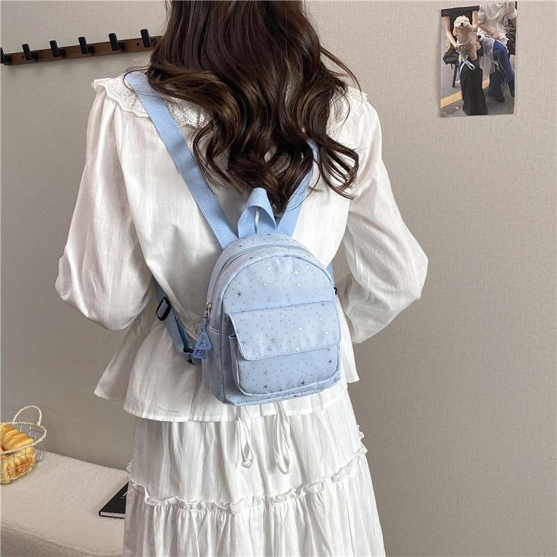 Schoolbag Girl Wind Star Printed Backpack Women's 1011 New Korean Cute Lightweight Small Backpack Fashion Versatile School Bag