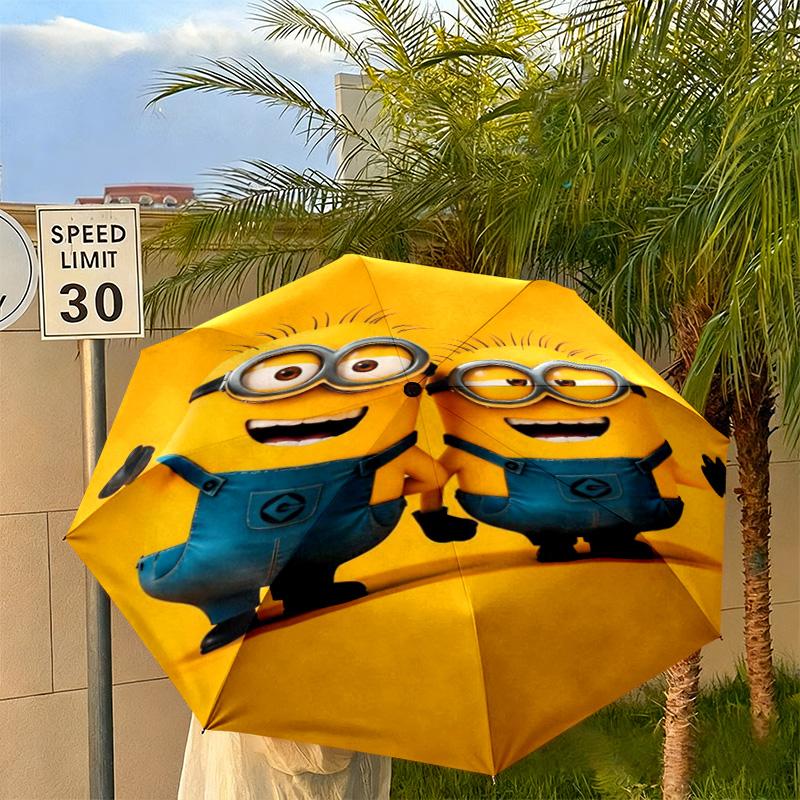 1PC Minion Invasion Automatic Umbrella - Suitable Travel Outdoor Portable Umbrella Birthday Gift Daily Essentials