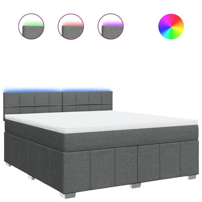 VidaXL Sommier à lattes de lit avec matelas Gris foncé 180x200cm Tissu 3289448