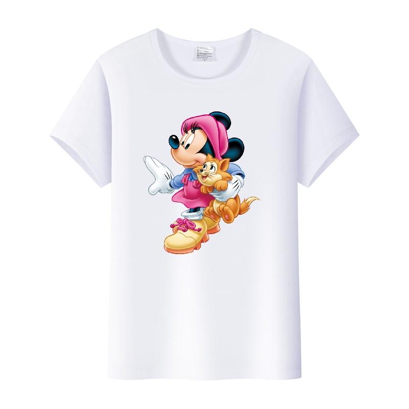 Casual Unisex Cartoon Minnie Tshirt Mickey Mouse Tops Graphic Clothes Summer Blouses T-shirt White 2000s Tees