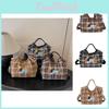 Modern And Stylish Large Capacity Cartoon Dog Shoulder Bag For Boys And Girls In Plaid