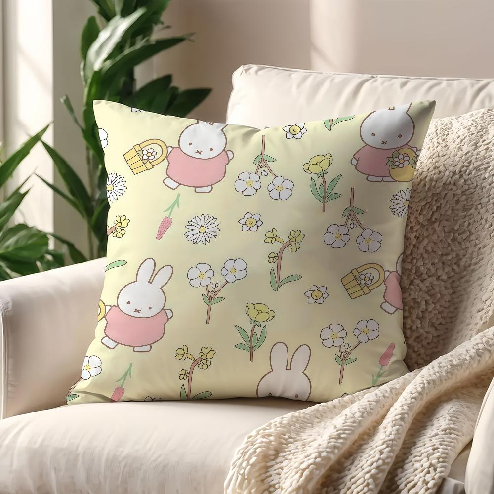 Kawaii MMiffy Cute cushion cover For Pillow Printing Sofa Decoration Home Car Room Coffee Shop Office Nordic Simplicity