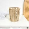 DYS Imitation Rattan Pen Holder, Round Hollow Desk Organizer, Large Capacity Pencil Cup for Pens Pencils Makeup Brushes, Nordic Office Home Decor