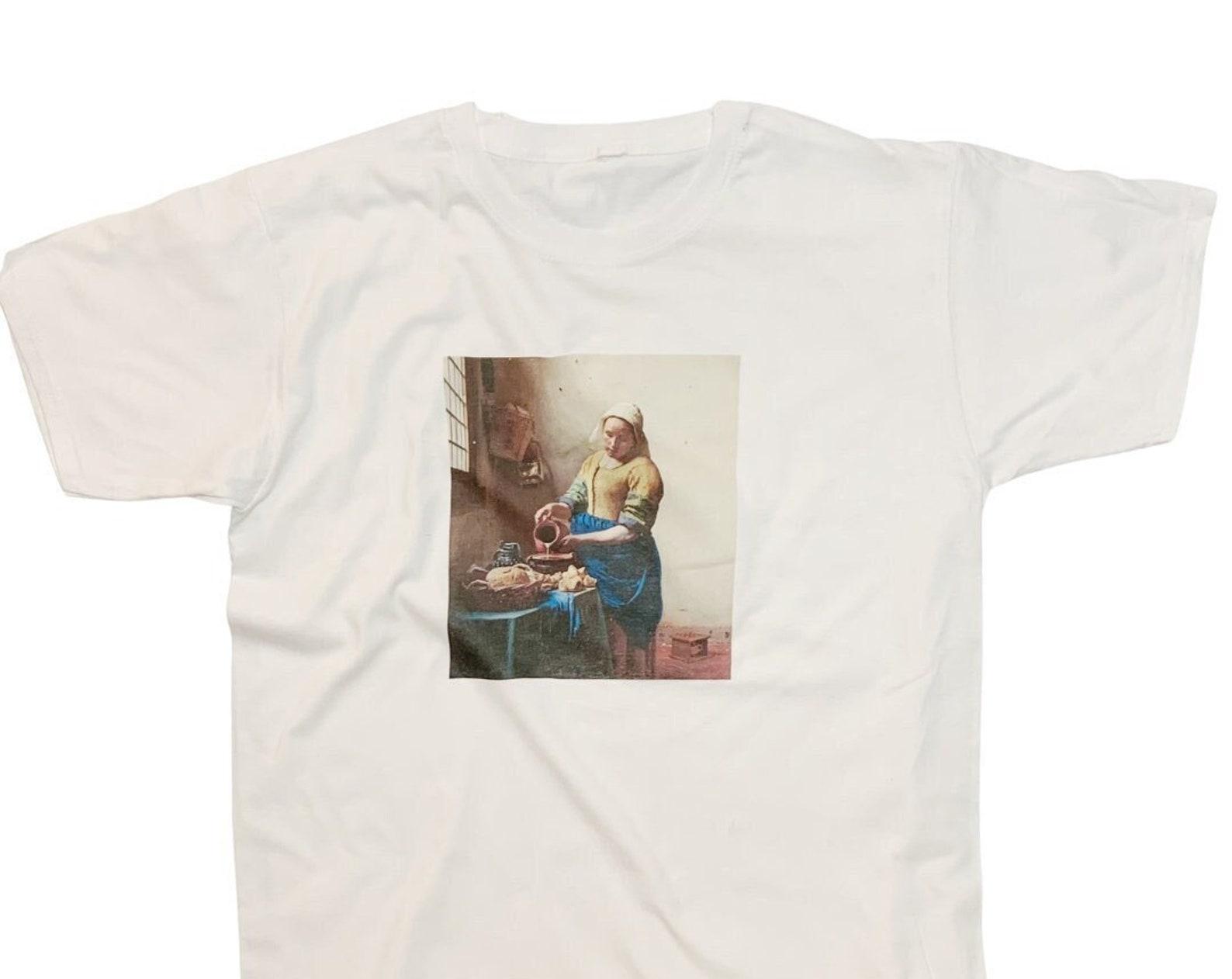 Vermeer Milkmaid T-Shirt, Famous Dutch Art Graphic Tee 4XL