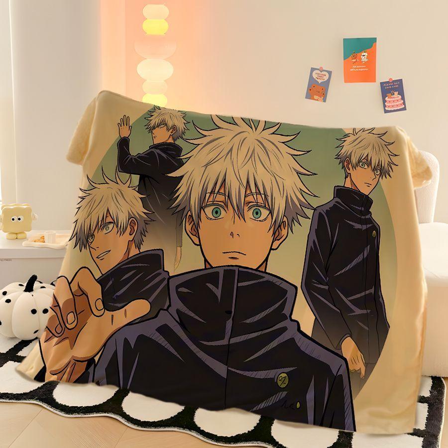 Cool Jujutsu Kaisen Gojo Satoru creative anime cartoon printed pattern fashion personality soft skin-friendly flannel blanket