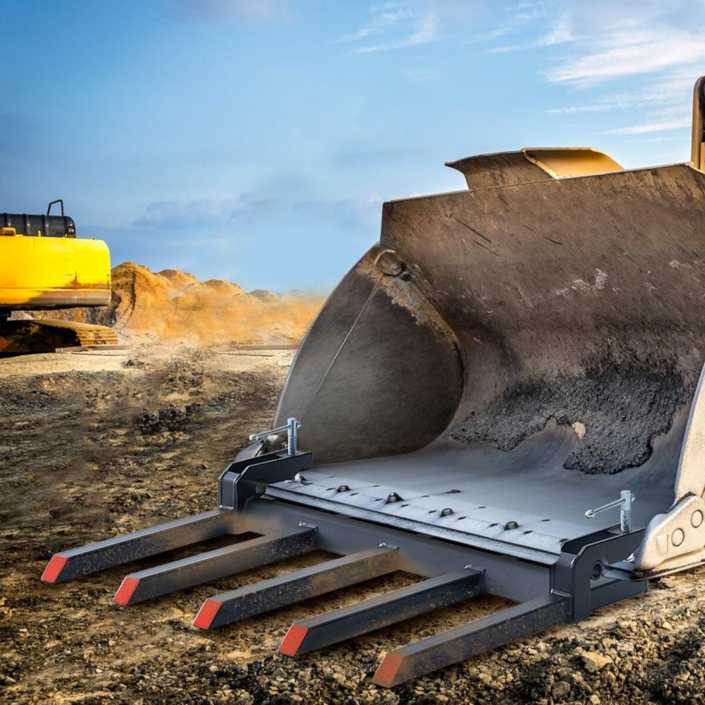 Clamp On Debris Forks To 48" Bucket, 2600 Lbs Capacity Heavy Duty Clamp On Pallet Forks Bucket Attachments, Fit for Loader Bucket Skidsteer Tractor To