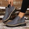 New Retro Design Casual Zipper Short Boots for Women Comfortable Versatile Non Slip Fashion Thick Soled Ankle Boots