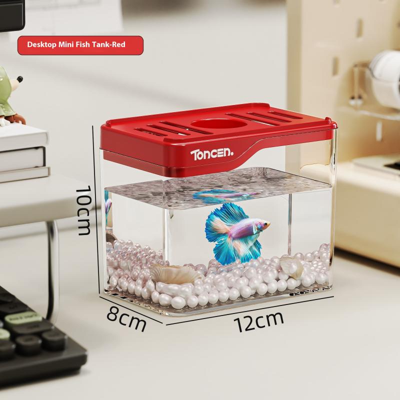 

Креативный акриловый аквариум Прозрачный мини светодиодный светильник Аквариум для петушков Аквариум для разведения рыб Дышащий аквариум Настольное украшение