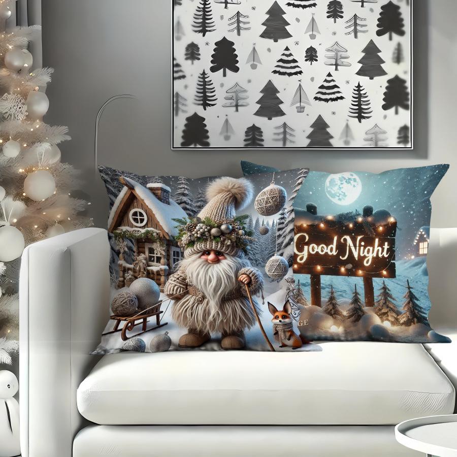 Weihnachten Bedruckter Kissenbezug Neues Zuhause Polyester Sofa Dekokissen Schlafzimmer Kissen Kissenbezug