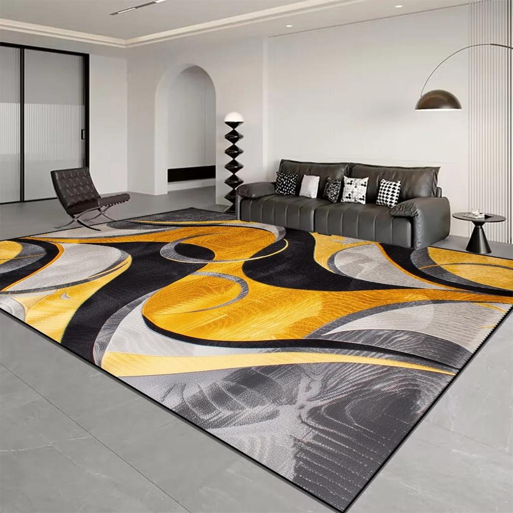 Loop Pile Modern Abstract Curve Design Household Carpet Thickened Non-slip Durable For Modern Living Room Decoration