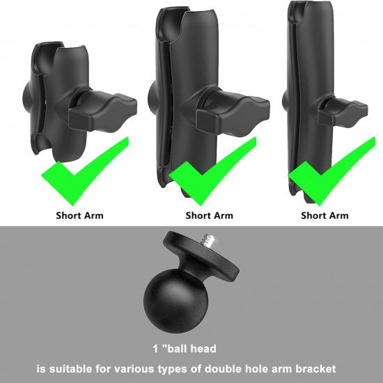 1  Ball Mount Adapter for Insta360 One X2, X, One R, RS, GO 2, GoPro Hero, Compatible with RAM Ball Head Mounts B Size Double Socket Arm