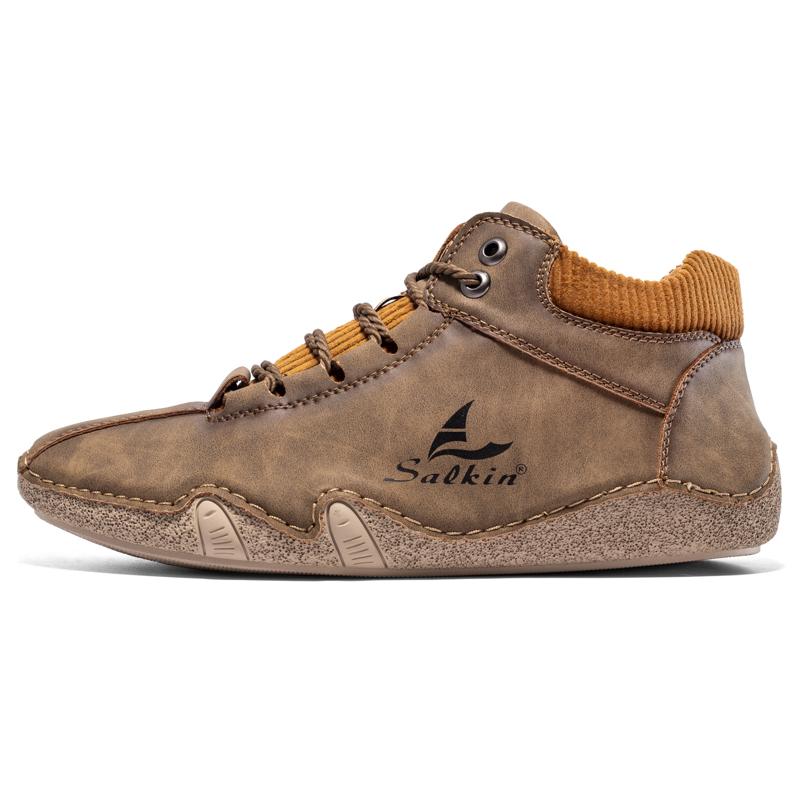 Pánské boty Ruční šití Dělená kožená obuv Pánské kotníkové boty mokasíny Pánské boty pro volný čas