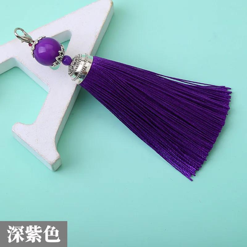 8cm Small Silk Tassel Earrings Pendant Charms Crafts Silver End Caps Tassels Brush for DIY Jewelry Making Accessories 5pc