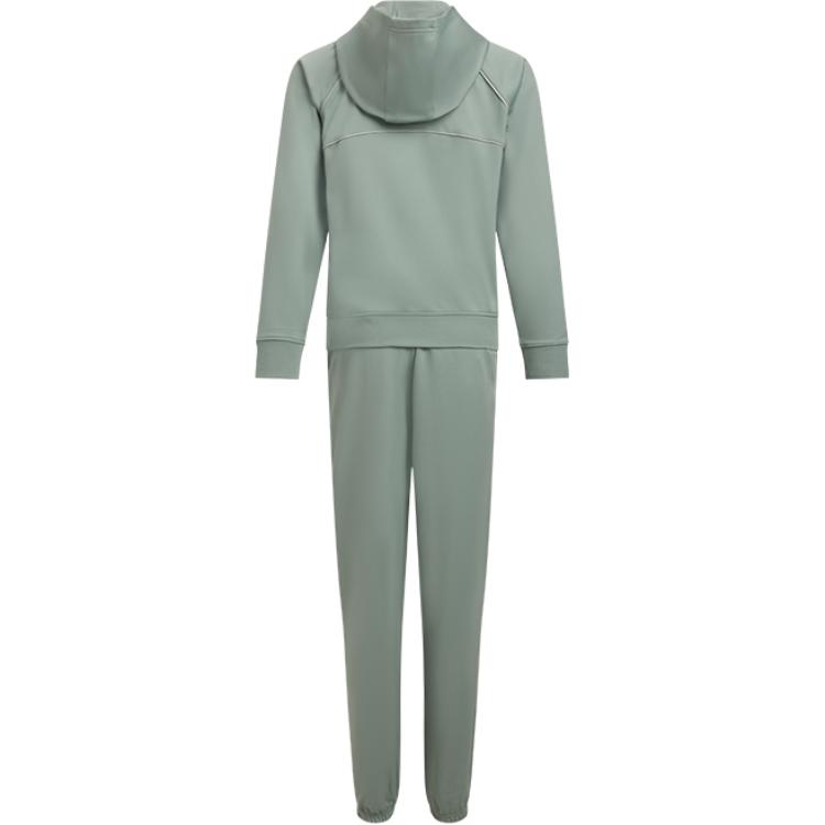 Under Armour Rival Tricot Logo Hoodie Langarm Oberteil Slim Fit Bequem Schlicht Lange Hose Freizeit Set Damen Sets Limettengrün 6001966-348