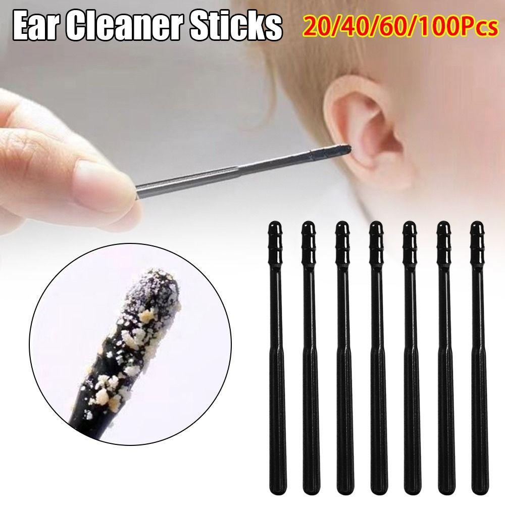 20/40/60/100Pcs Disposable Ear Cleaner Sticks 360-degree Rotation Soft Sticky Ear Stick Self-adhesive Ear Picking Spoon