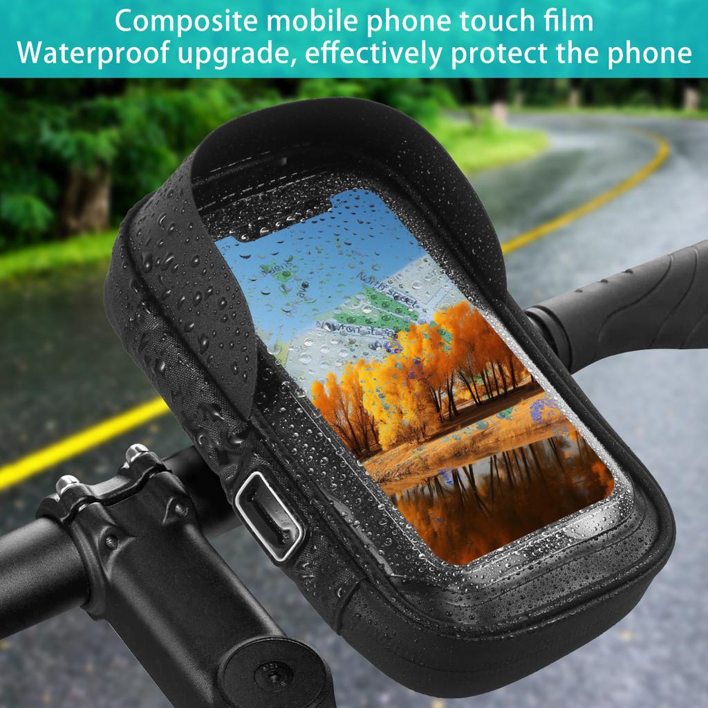 Handlebar Bag Phone Holder Bike Front Frame Phone Bag Waterproof Bicycle Motorcycle Cycling Bag Handy E-Bike Pouch 360°