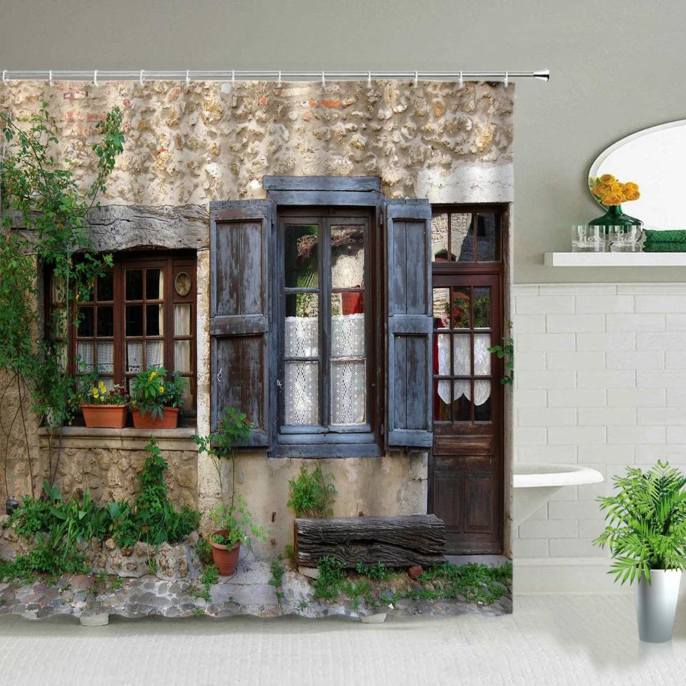 Sunflower Flower Wood Grain Plant Scenery Bathroom Shower Curtain Cactus Butterfly Bee Floral Landscape Bath Curtains With Hooks