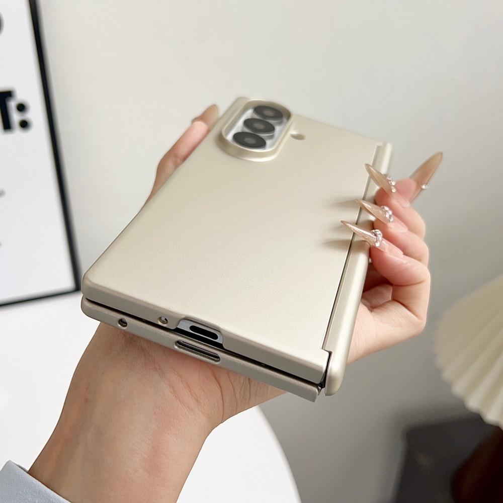 Luxury Matte Metallic Texture Hinge Phone Case For Samsung Galaxy Z Fold 8 7 6 5 4 5G For Magsafe Magnetic Hard PC Bumper Cover
