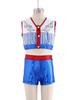Children‘s Cowgirl Costume Set Sequins Metallic Fringe Sleeveless Top and Matching Shorts for Western Theme Fancy Ball Party