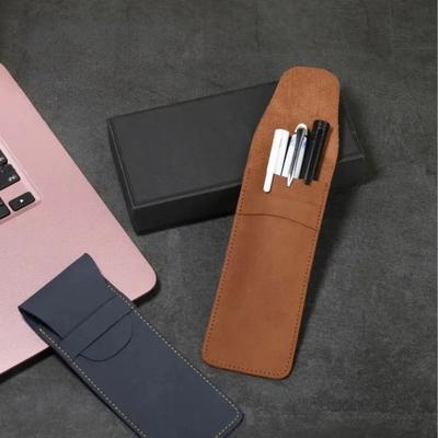 Přenosné vintage kožené pouzdro na pero, mini ochranná taška na pero, minimalistická flip taška na psací potřeby pro ženy muže, služební cesty
