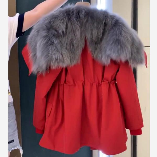 WTEMPO Hooded Faux Fur Christmas Red Coat Women's Thick Warm Autumn Winter Large Size Plush Jacket Streetwear Coat