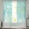Grüne Grasblume Schmetterling Tüllvorhänge für Wohnzimmer Schlafzimmer Moderne Chiffon durchsichtige Küchenvorhänge