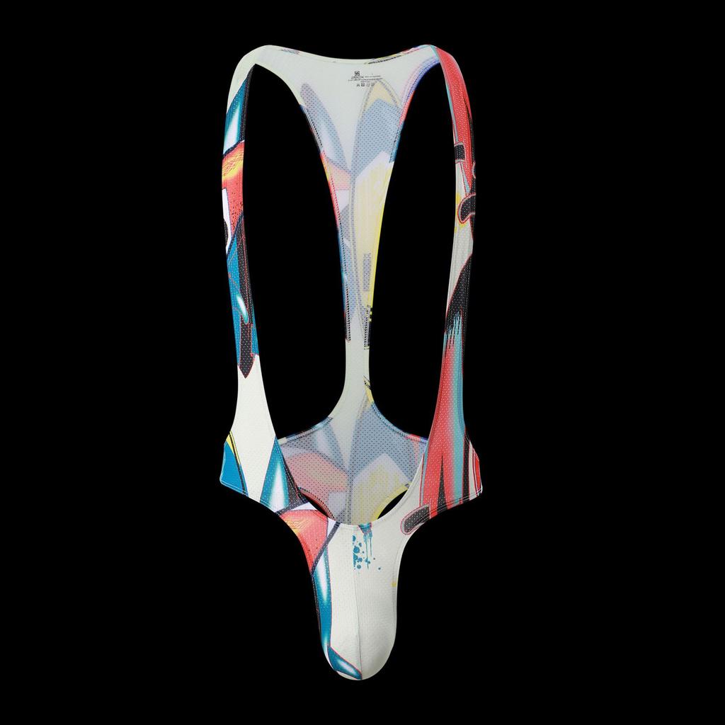 Sexy Men Print Bodysuits Men's Mesh Jockstrap Leotard Underwear Jumpsuits Wrestling Singlet Bodysuit Lingerie Men Body Shapers