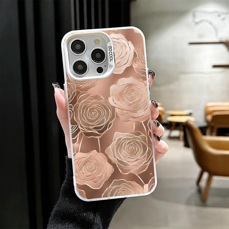 Beautiful Rose Gold Art Shockproof Phone Case for iPhone 17 Air 16 16E 15 Pro Max 14 Plus 13 Mini 12 Back Cover Anti Fall Fundas