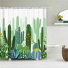 Cactus Shower Curtains Waterproof Polyester Fabric Shower Curtains Tropical Plants Bathroom Screen Curtain Home Decor 180X180cm