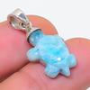 Natürlicher Larimar Edelstein Handgefertigt 925 Sterling Silber Schmuck Anhänger 1.06" j5s90